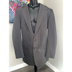 Stafford 44 XT Gray With Blue Stripes Two Button Suit - Pants Pleated Front